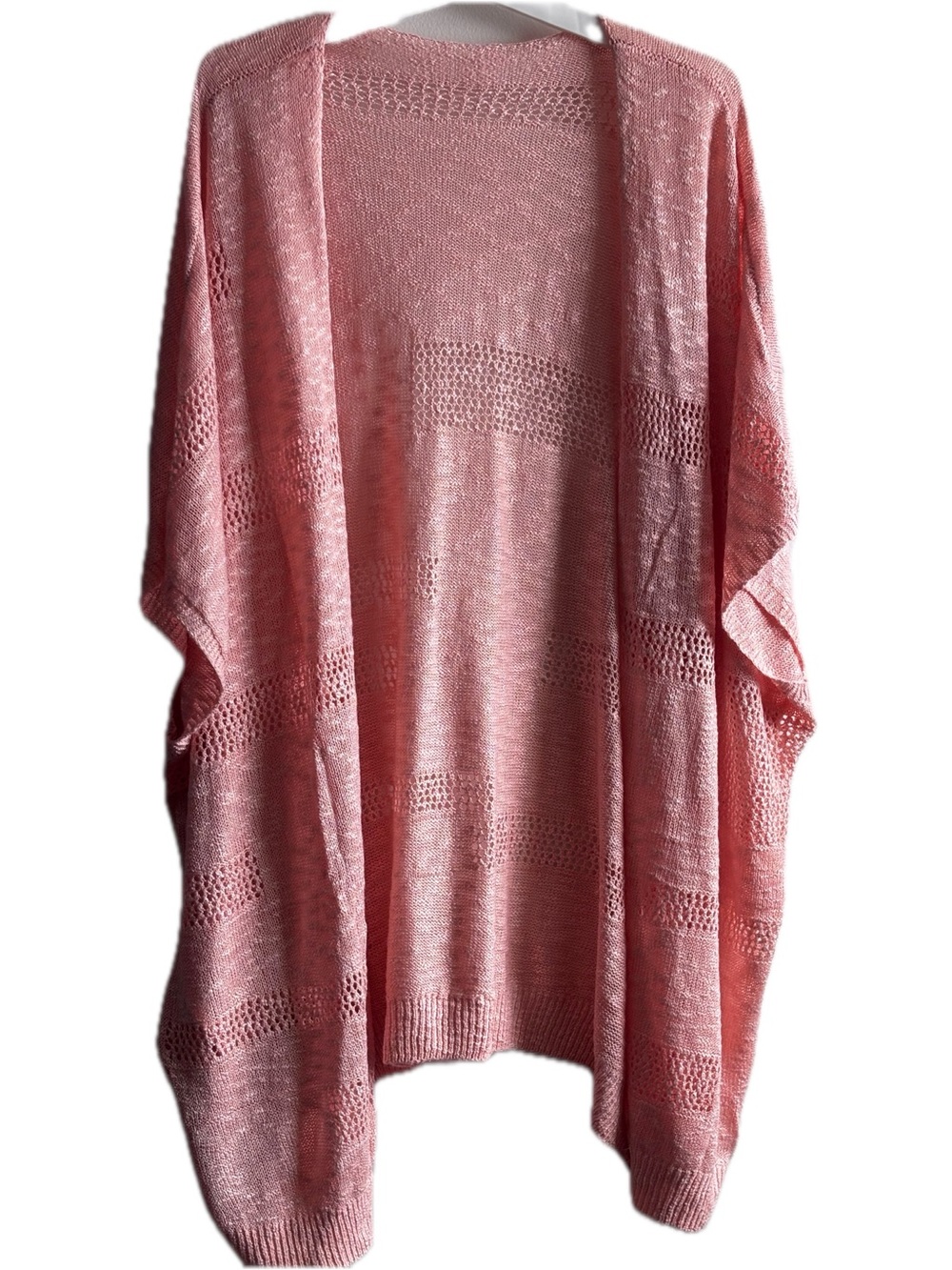 Unk Coral-Pink Open Knit Kimono Cardigan